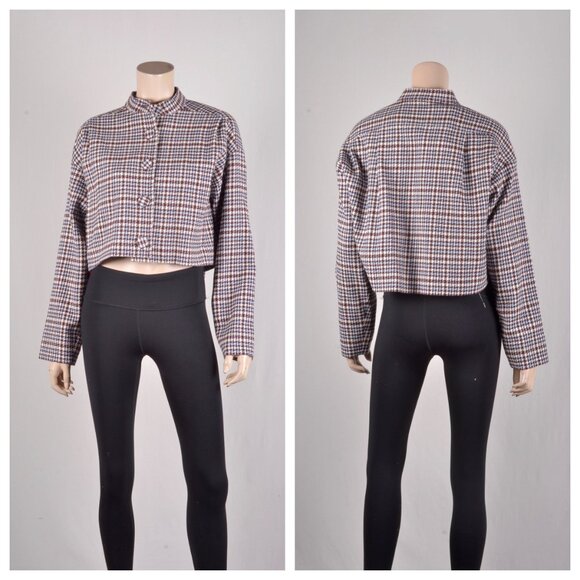 Rebecca Taylor Houndstooth Wool Blend Cropped Jacket - Picture 3 of 5